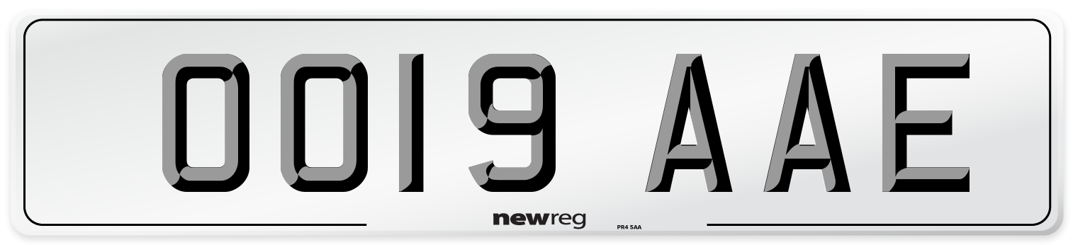 OO19 AAE Number Plate from New Reg
